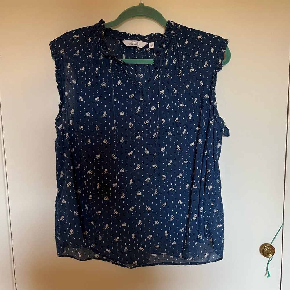 & Other Stories Dark Blue Floral Sleeveless Blouse, 100% cotton